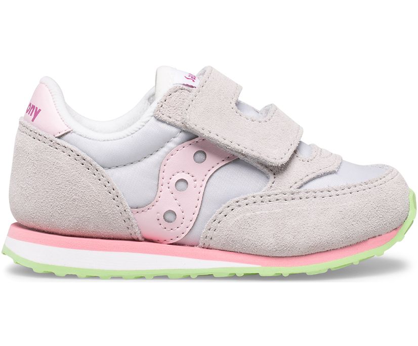 Saucony Baby Jazz Hook & Loop Sneakers Barn Grå Rosa Gröna | Sverige 185MQZ